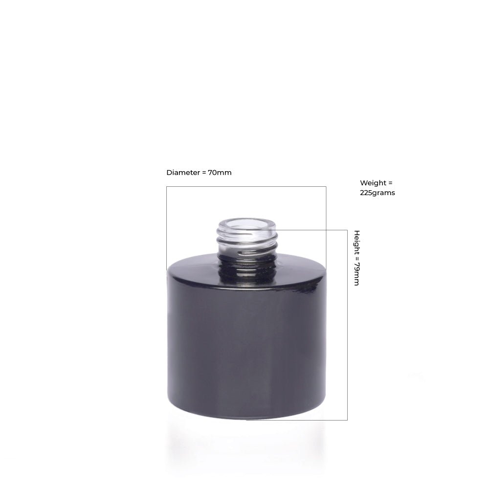 100ml Gloss Black Glass Round Karen Diffuser Bottle - Glass - Diffuser Glass - Coloured Bottles
