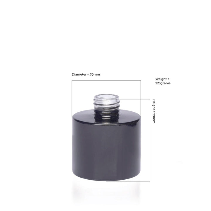 100ml Gloss Black Glass Round Karen Diffuser Bottle - Glass - Diffuser Glass - Coloured Bottles