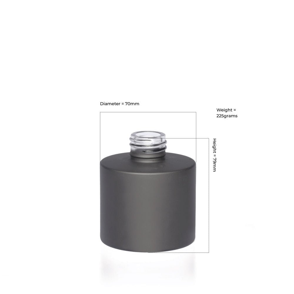 100ml Matt Black Glass Round Karen Diffuser Bottle - Glass - Diffuser Glass - Coloured Bottles