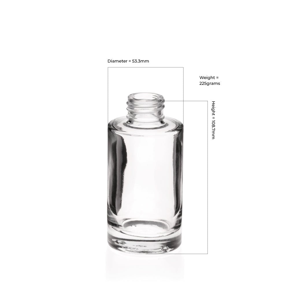 100ml Clear Glass Round Tall Lotus Diffuser Bottle - Glass - Diffuser Glass - Coloured Bottles