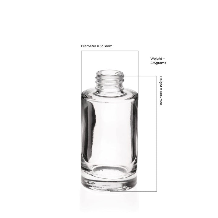 100ml Clear Glass Round Tall Lotus Diffuser Bottle - Glass - Diffuser Glass - Coloured Bottles
