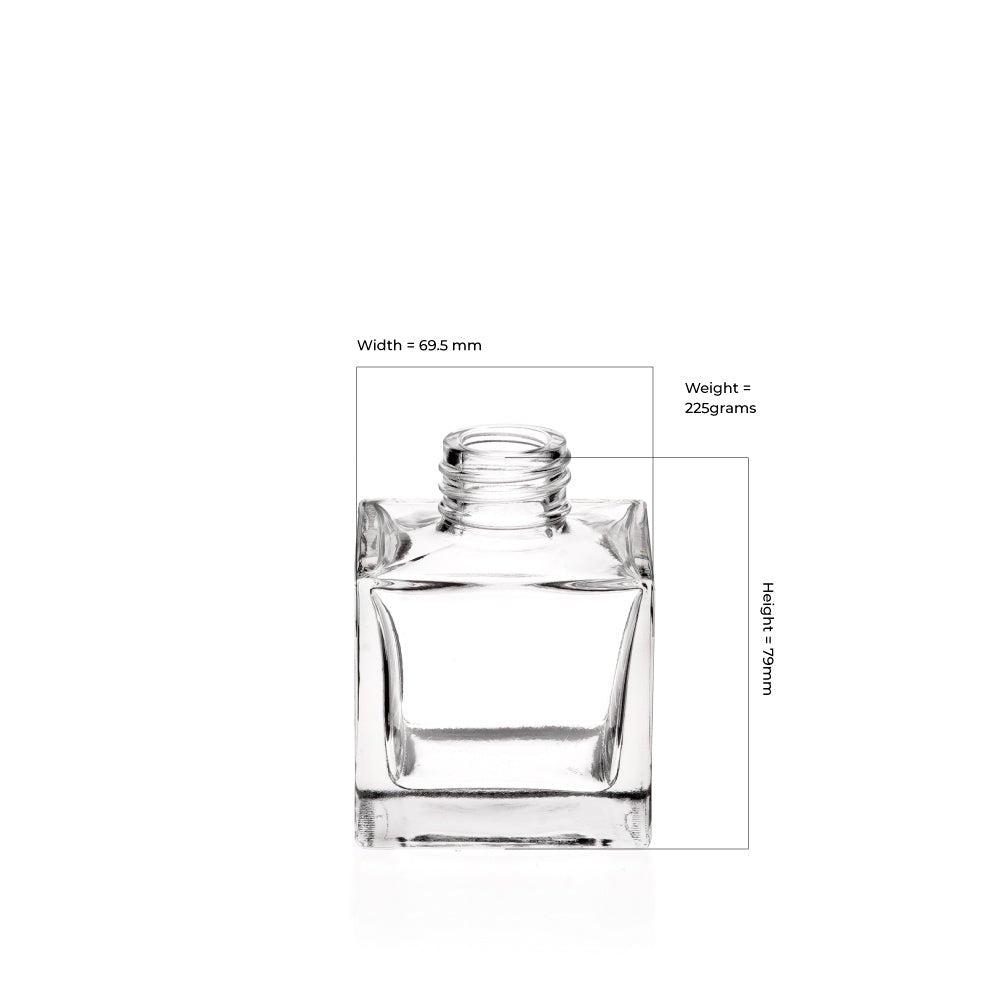 100ml Clear Glass Square Diffuser Bottle - Glass - Diffuser Glass - Coloured Bottles