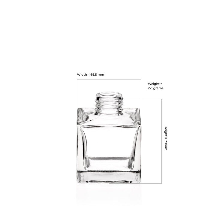100ml Clear Glass Square Diffuser Bottle - Glass - Diffuser Glass - Coloured Bottles
