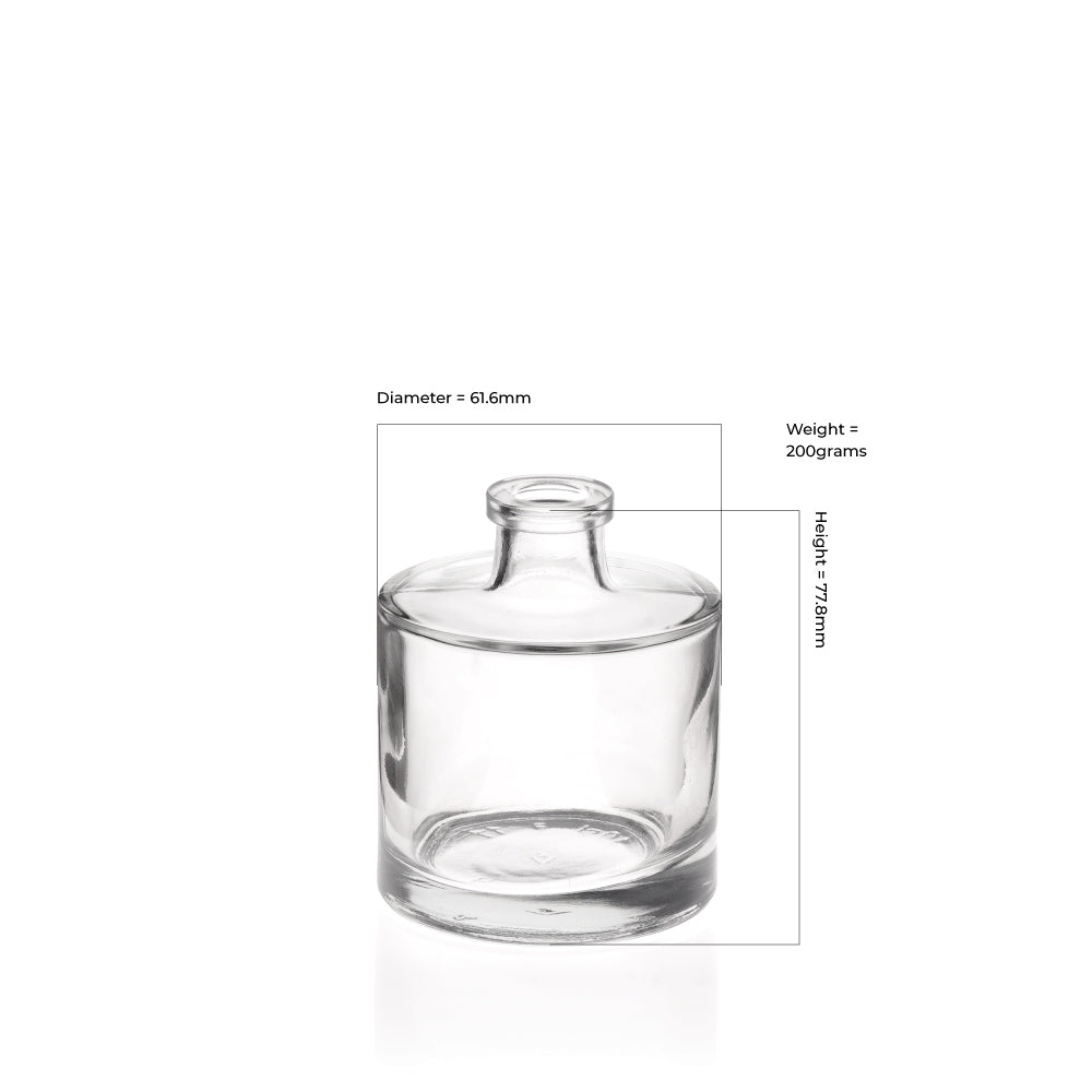 100ml Clear Glass Lia Round Diffuser Bottle (Cork Neck) - Glass - Diffuser Glass - Coloured Bottles