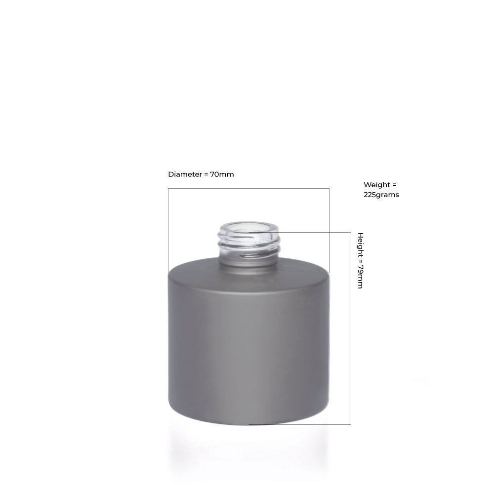 100ml Matt Grey Karen Glass Round Karen Diffuser Bottle - Glass - Diffuser Glass - Coloured Bottles