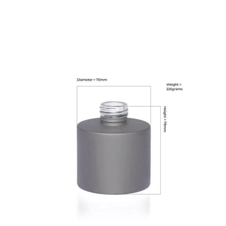 100ml Matt Grey Karen Glass Round Karen Diffuser Bottle - Glass - Diffuser Glass - Coloured Bottles