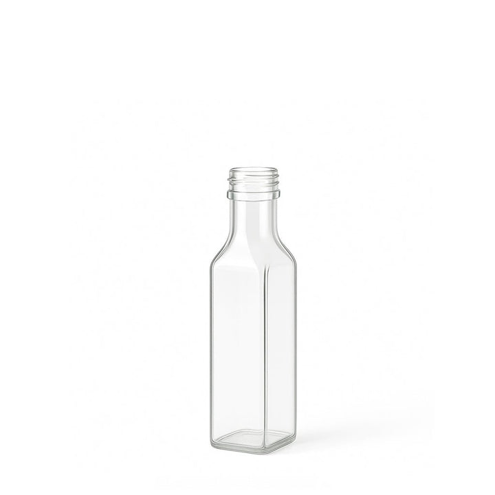 100ml Clear Glass Square Marasca Bottle (31.5mm Neck) - Glass - Food Glass - Coloured Bottles