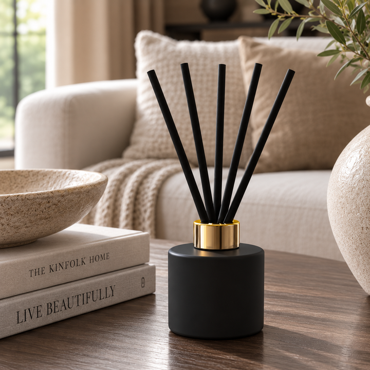 100ml Matt Black Glass Round Karen Diffuser Bottle - Glass - Diffuser Glass - Coloured Bottles