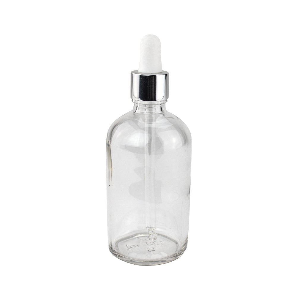 GL18, 102mm Silver & White Pipette (Short) - Caps - Pipettes - Coloured Bottles
