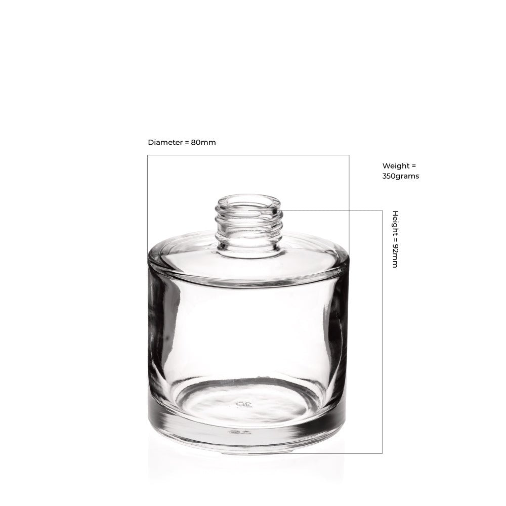 200ml Clear Glass Round Diffuser Bottle (Screw Neck) - Glass - Diffuser Glass - Coloured Bottles