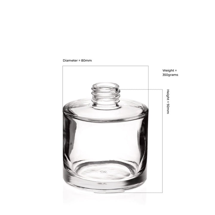200ml Clear Glass Round Diffuser Bottle (Screw Neck) - Glass - Diffuser Glass - Coloured Bottles