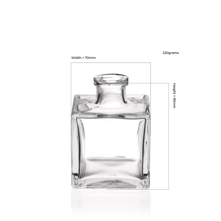 200ml Clear Glass Square Diffuser Bottle (Cork Neck) - Glass - Diffuser Glass - Coloured Bottles