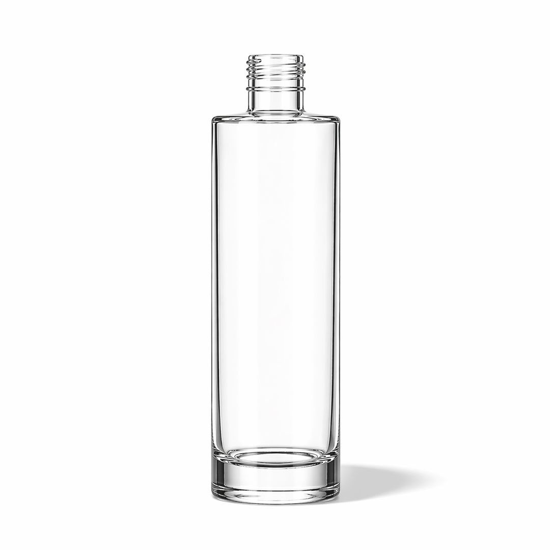 200ml Clear Glass Tall Round Bliss Bottle - Glass - Cosmetic Glass - Coloured Bottles