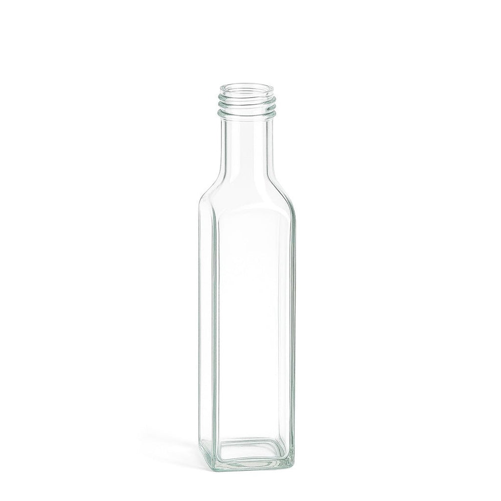 250ml Clear Glass Square Marasca Bottle - Glass - Food Glass - Coloured Bottles