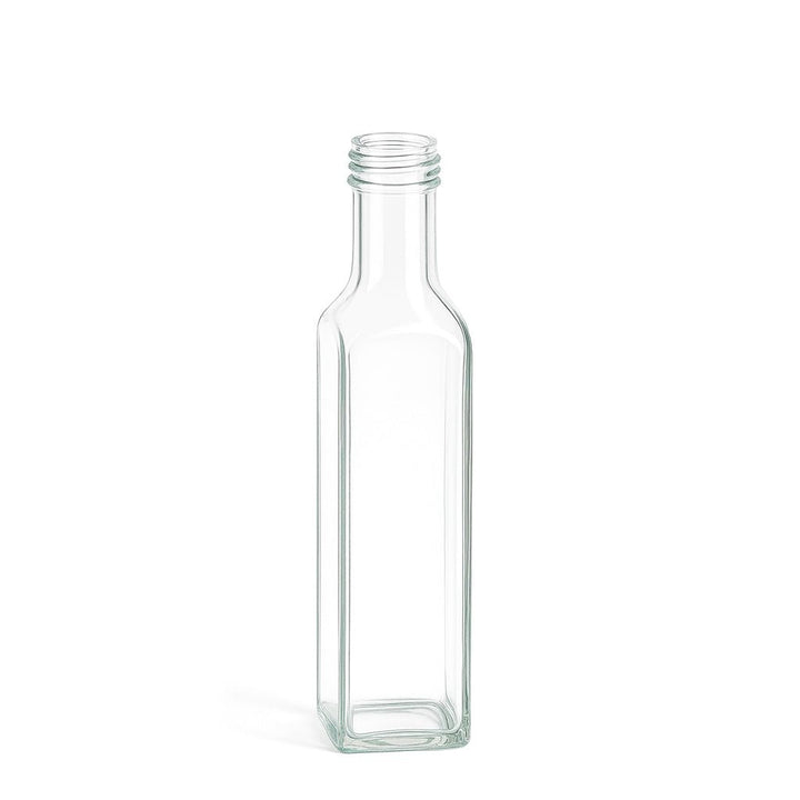 250ml Clear Glass Square Marasca Bottle - Glass - Food Glass - Coloured Bottles