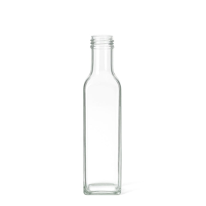 250ml Clear Glass Square Marasca Bottle - Glass - Food Glass - Coloured Bottles