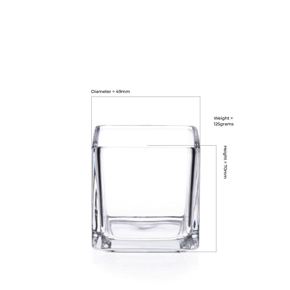 25cl Clear Square Candle Glass - Glass - Candle Glass - Coloured Bottles