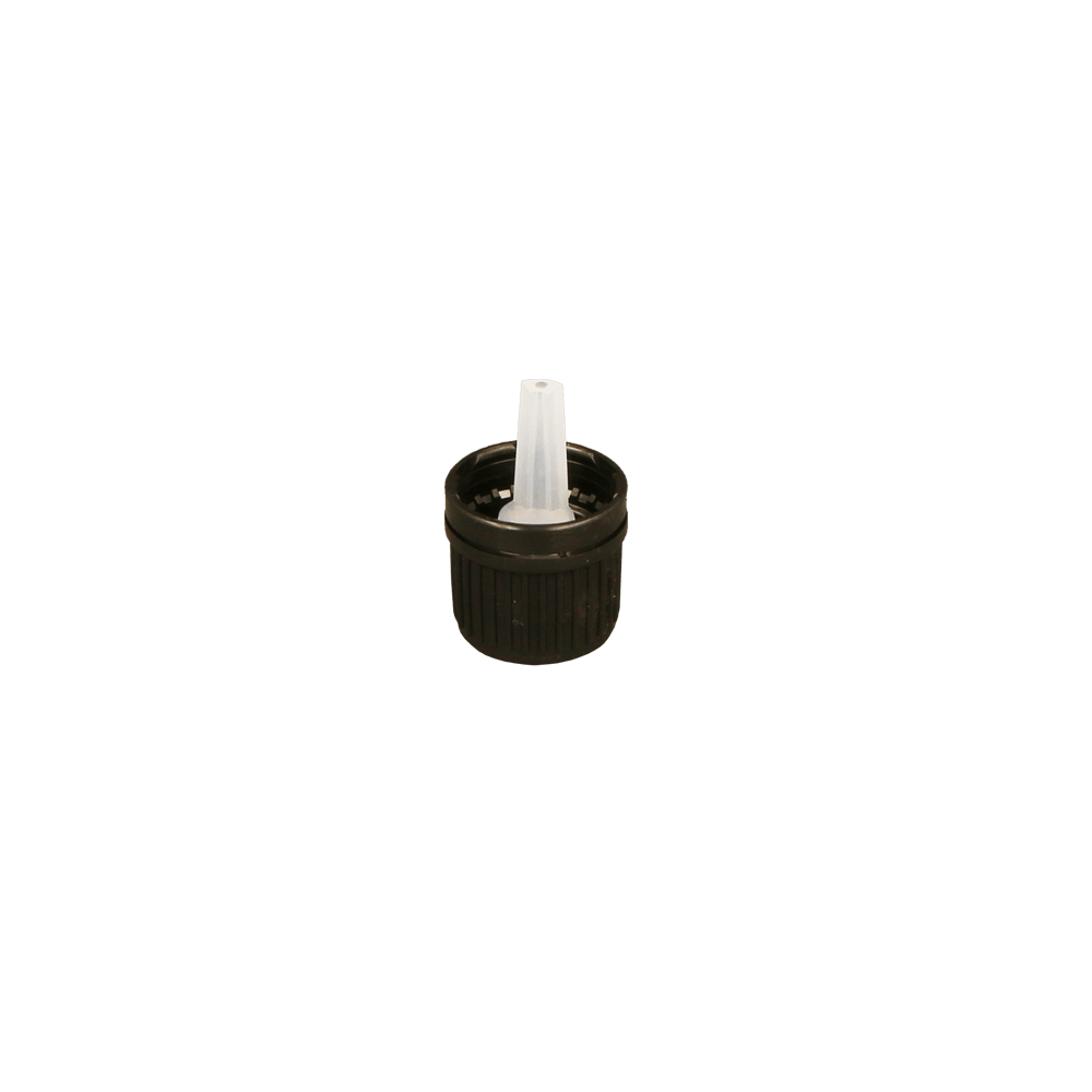 GL18 0.7mm Black Dripper Cap T/E - Caps - Dropper Caps - Coloured Bottles