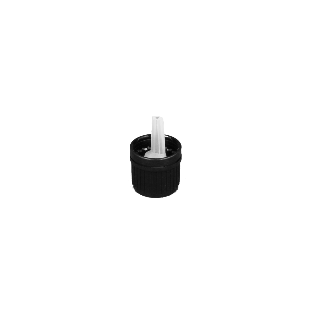 GL18 2.0mm Black Dripper T/E Cap - Caps - Dropper Caps - Coloured Bottles