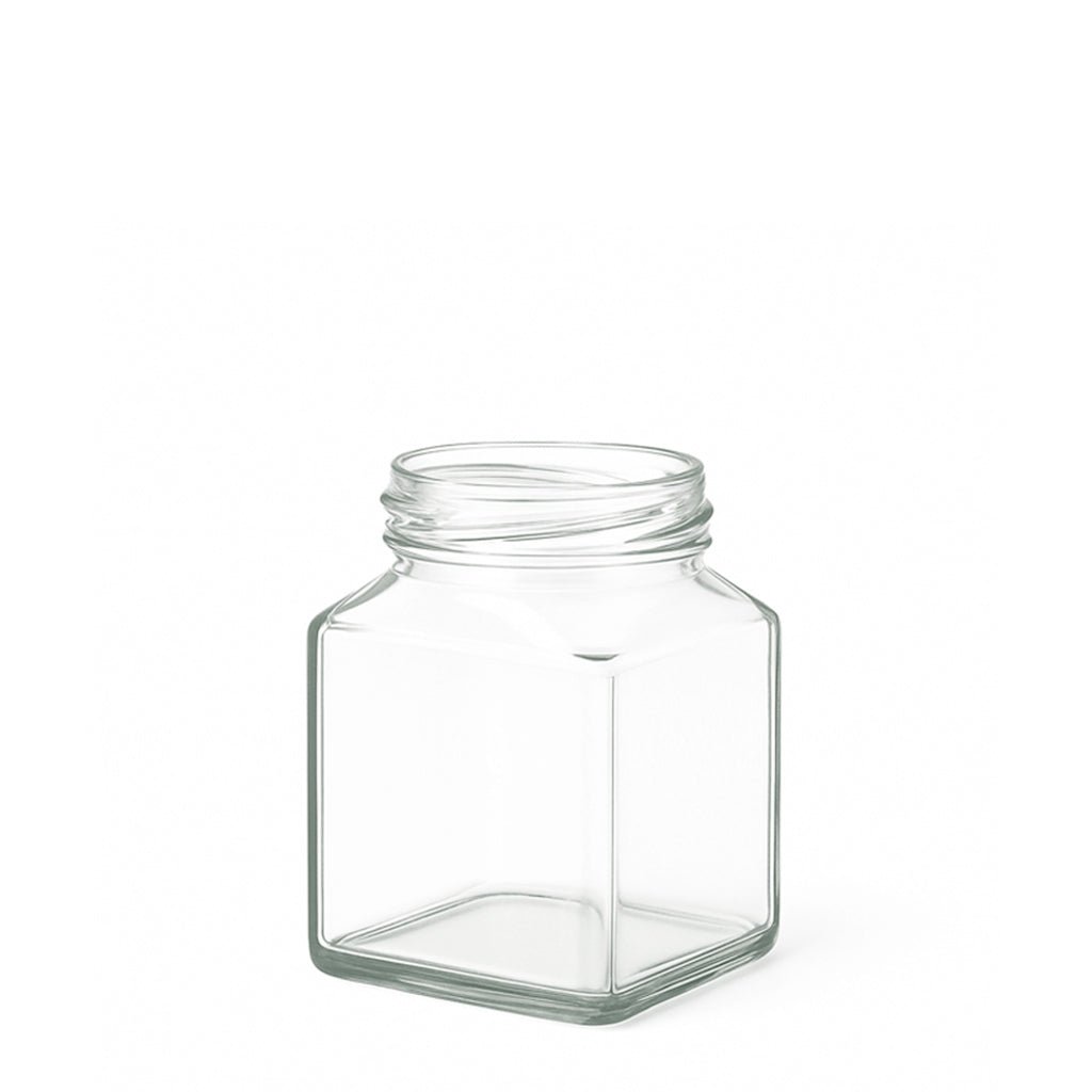 270ml Clear Glass Square Jar - Glass - Food Glass - Coloured Bottles