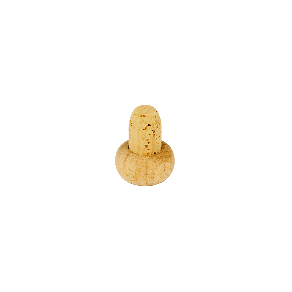 14mm Curved Wood Headed Natural Cork (No.4) - Caps - Corks - Coloured Bottles
