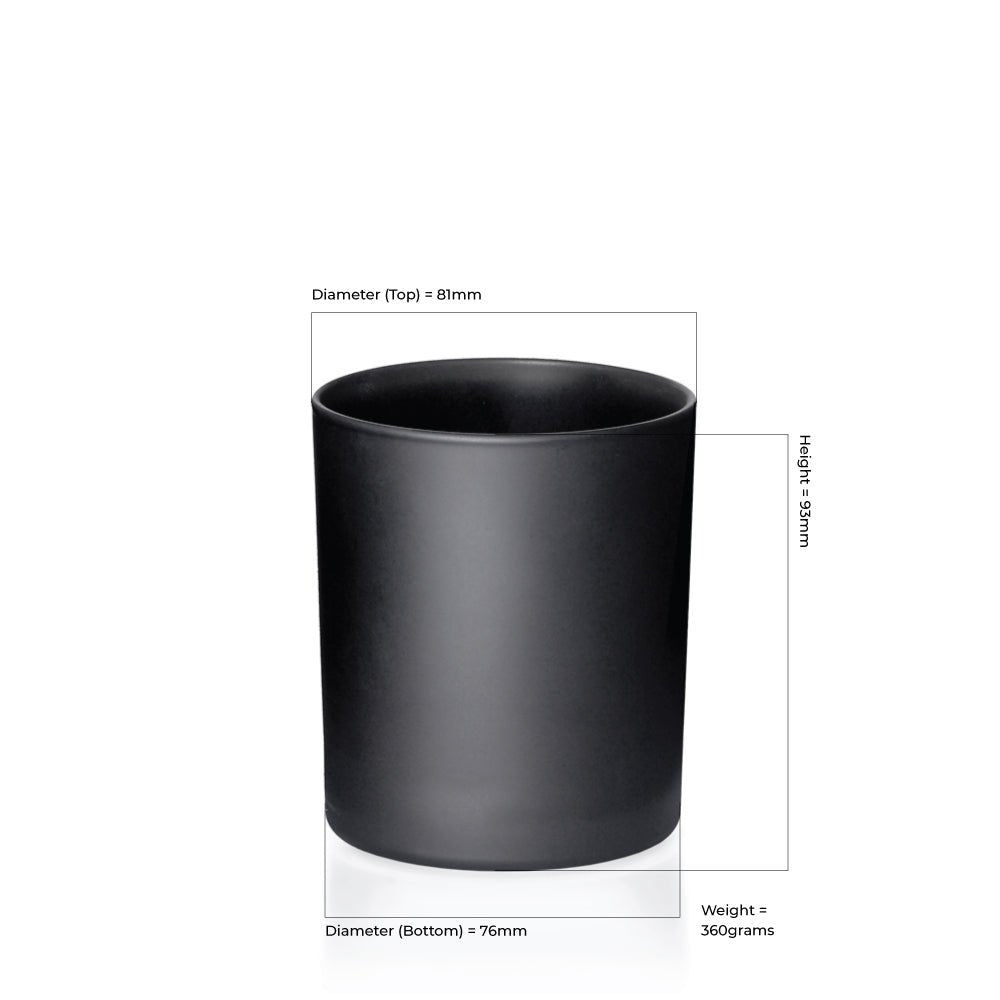 30cl Matt Black Externally Sprayed Karen / Lucy Candle Glass - Glass - Candle Glass - Coloured Bottles