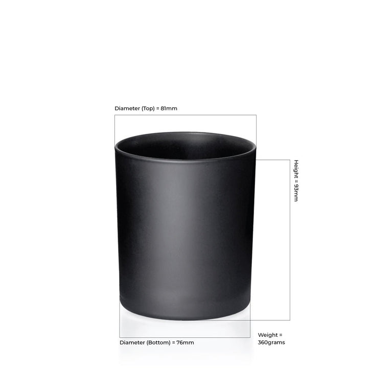 30cl Matt Black Externally Sprayed Karen / Lucy Candle Glass - Glass - Candle Glass - Coloured Bottles