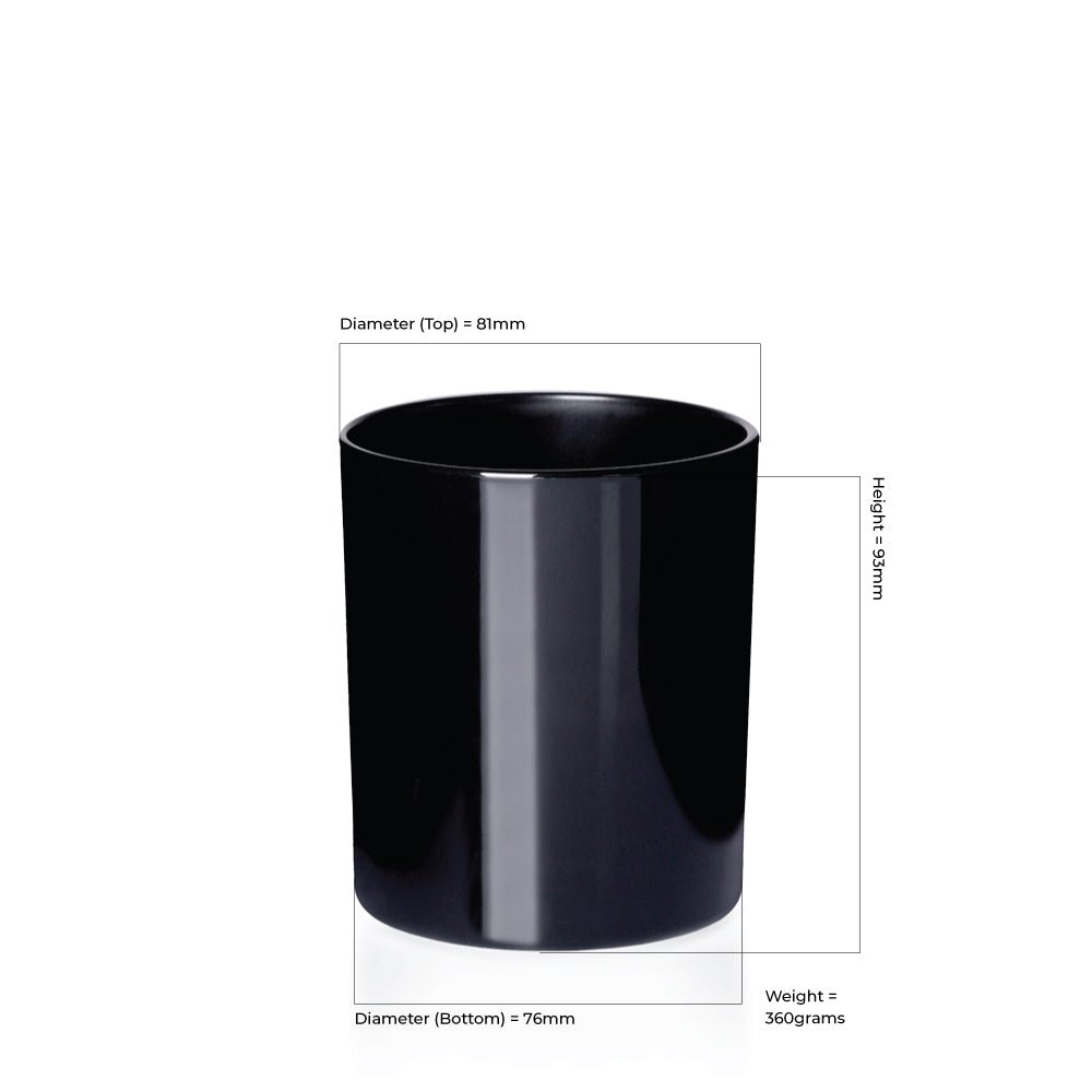 30cl Gloss Black Externally Sprayed Karen / Lucy Candle Glass - Glass - Candle Glass - Coloured Bottles