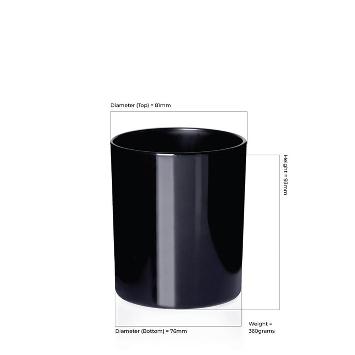 30cl Gloss Black Externally Sprayed Karen / Lucy Candle Glass - Glass - Candle Glass - Coloured Bottles