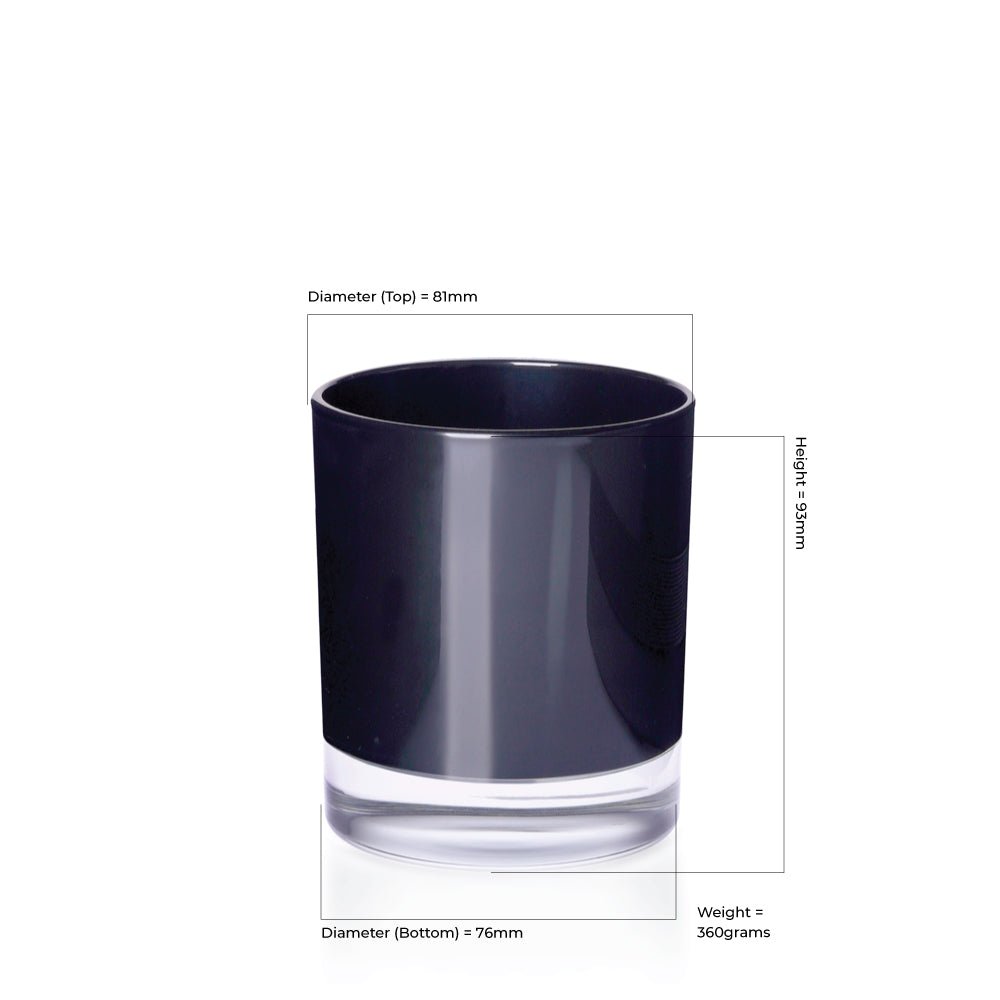 30cl Gloss Black Internally Sprayed Karen / Lucy Candle Glass - Glass - Candle Glass - Coloured Bottles