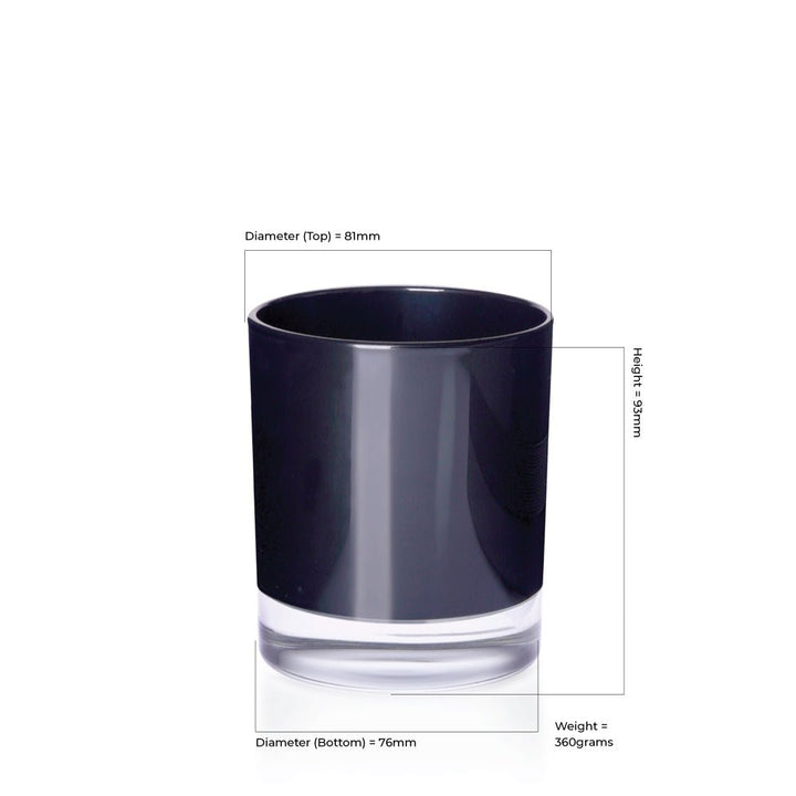 30cl Gloss Black Internally Sprayed Karen / Lucy Candle Glass - Glass - Candle Glass - Coloured Bottles
