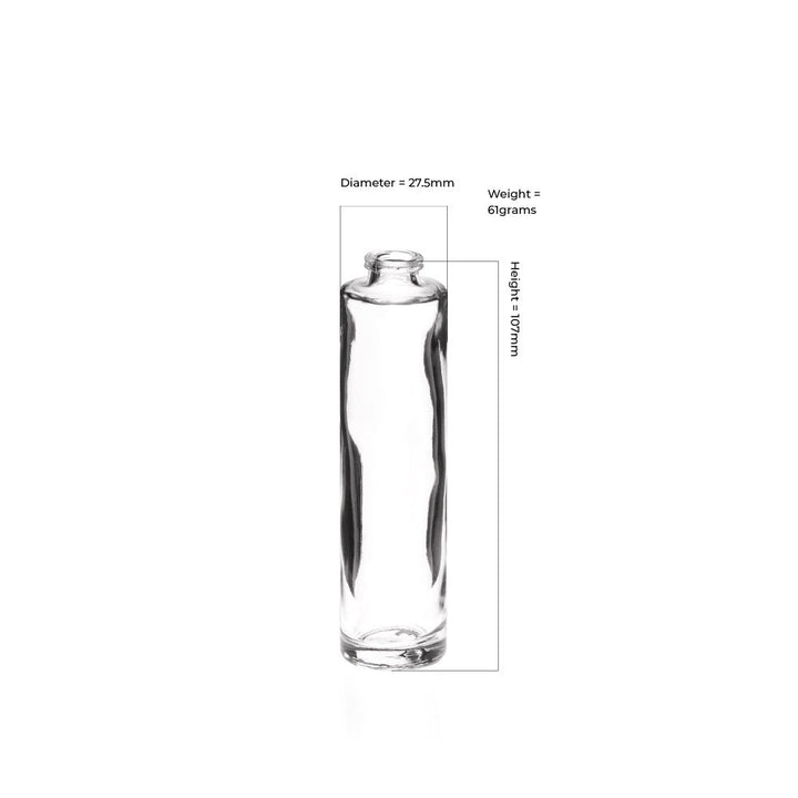 30ml Clear Glass Tall Round Cuban Bottle - Glass - Fragrance Glass - Coloured Bottles