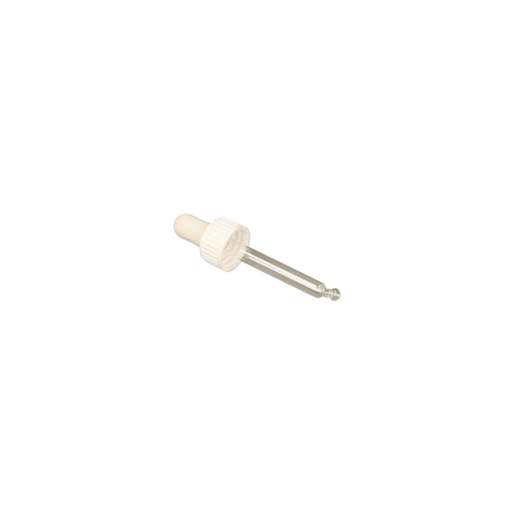 GL18, 63mm White Pipette (Coloured 15ml Dropper Bottles Only) - Caps - Pipettes - Coloured Bottles