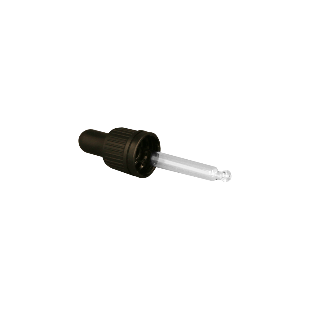 GL18, 68mm Black Pipette T/E - Caps - Pipettes - Coloured Bottles