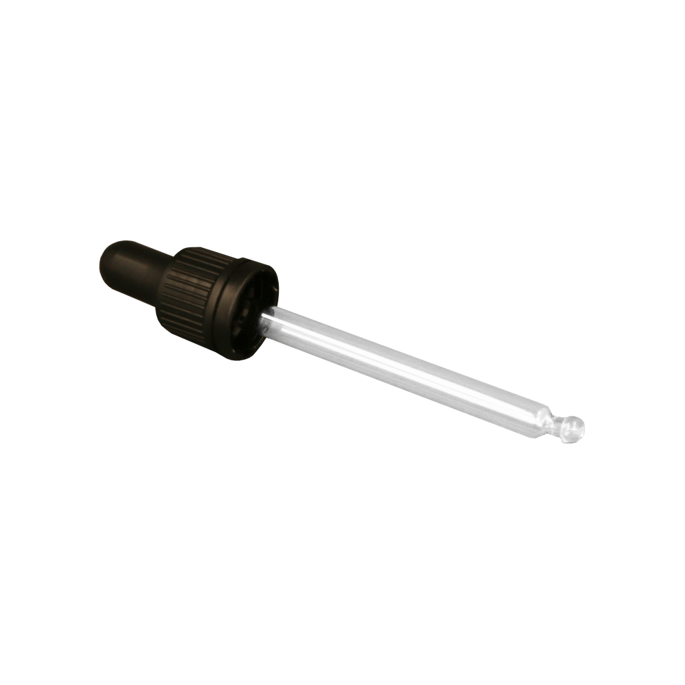 GL18, 102mm Black Pipette T/E (Short) - Caps - Pipettes - Coloured Bottles