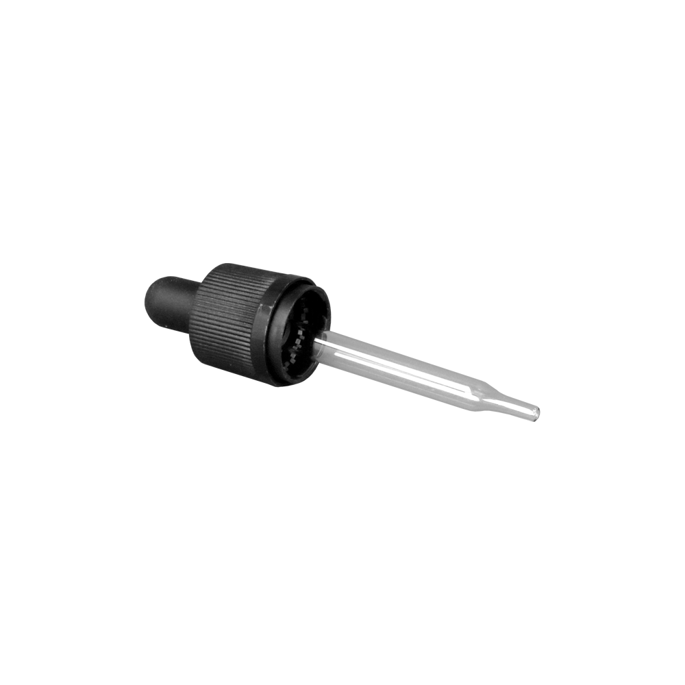 GL18, 77mm Black Pipette Child Proof T/E (Coloured 30ml Dropper Bottles Only) - Caps - Pipettes - Coloured Bottles