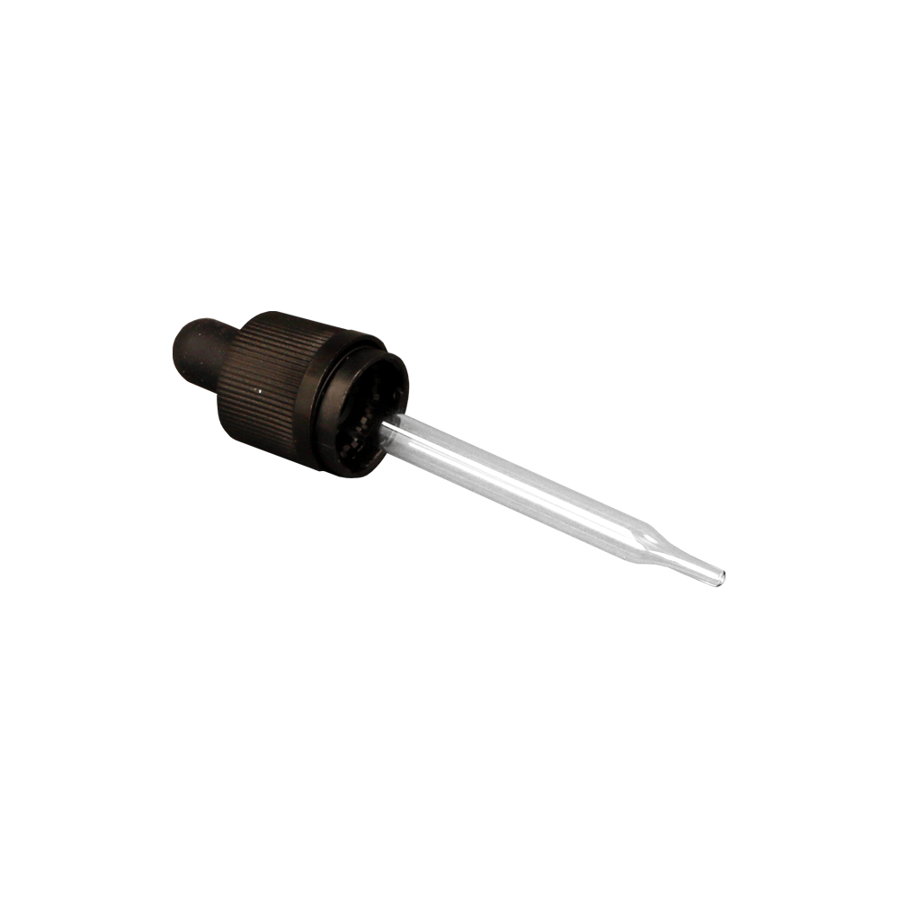 GL18, 87mm Black Pipette Child Proof T/E - Caps - Pipettes - Coloured Bottles