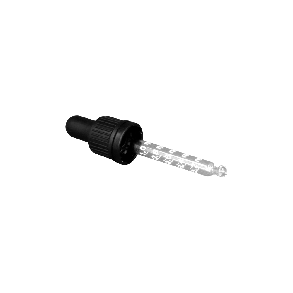 GL18, 77mm Black Graduated Pipette T/E (Coloured 30ml Dropper Bottles only) - Caps - Pipettes - Coloured Bottles