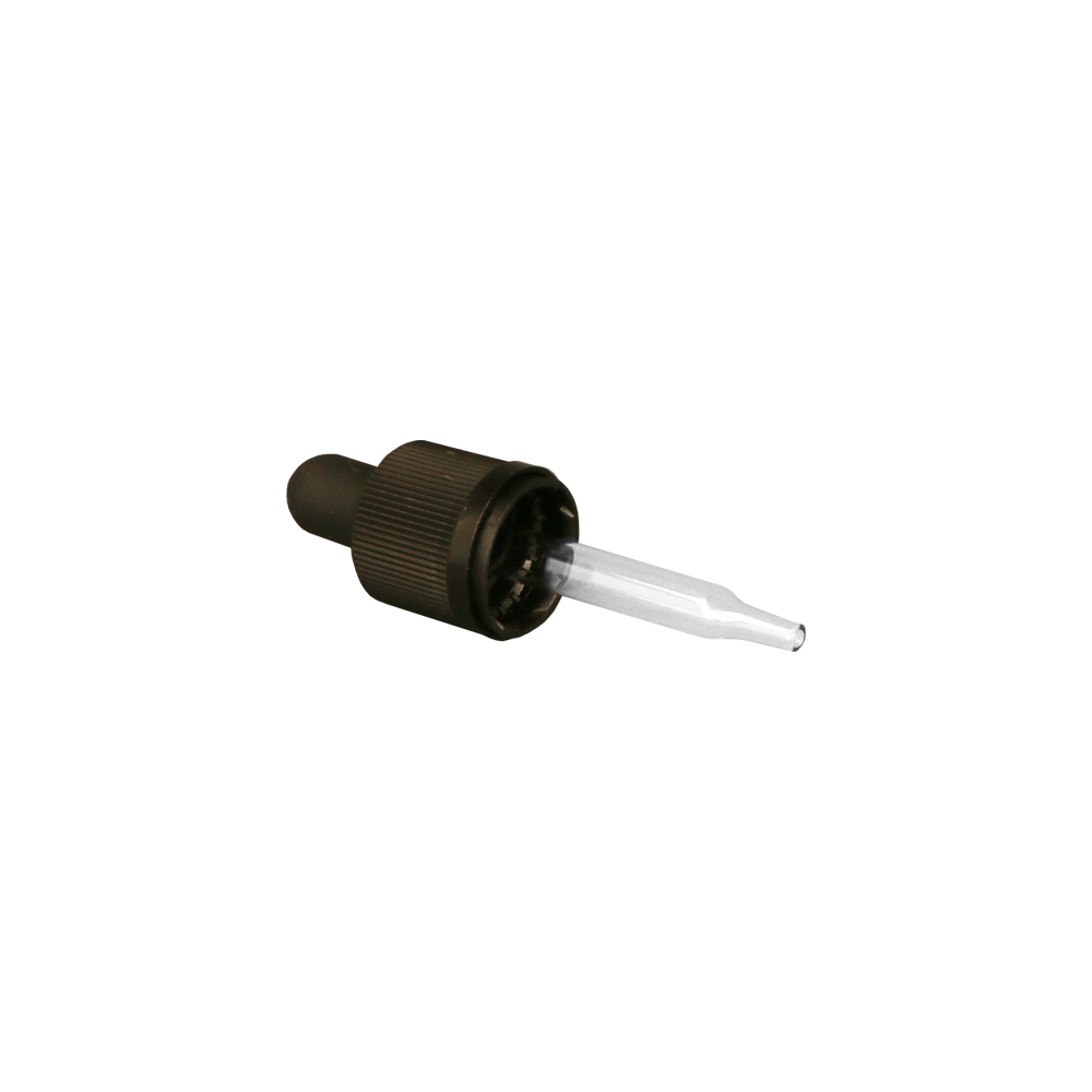 GL18, 59mm Black Pipette Child Proof T/E - Caps - Pipettes - Coloured Bottles