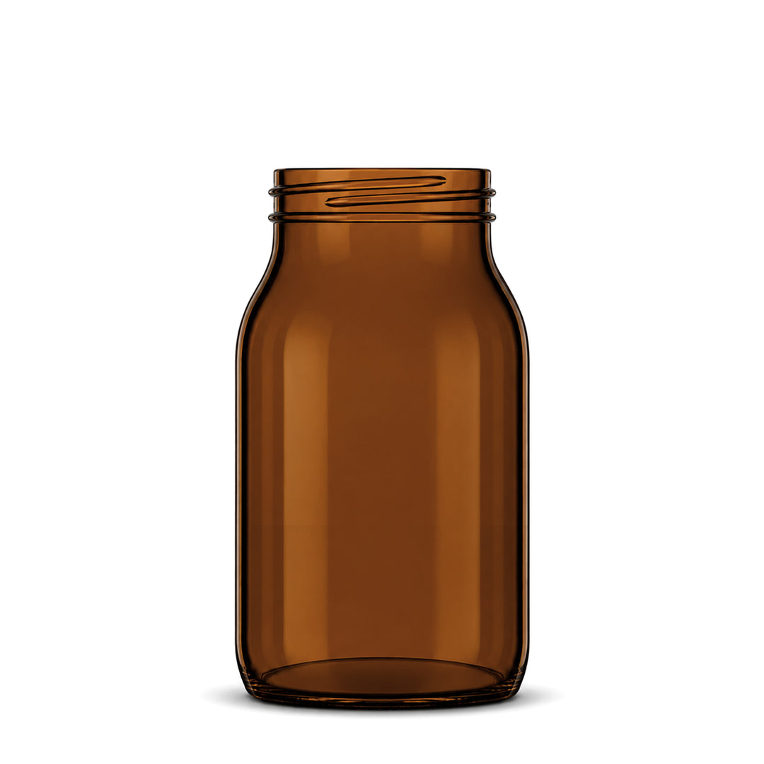 500 ml Pulverbehälter aus bernsteinfarbenem Glas
