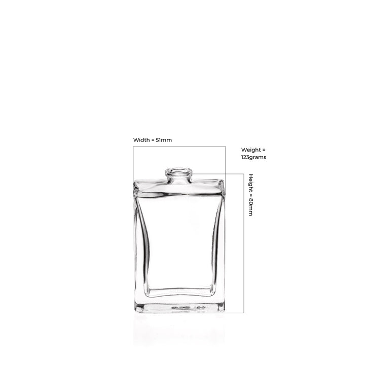 50ml Clear Glass Rectangle Everest Bottle - Glass - Fragrance Glass - Coloured Bottles