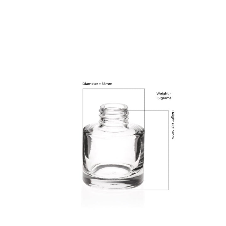 50ml Clear Glass Round Diffuser Bottle - Glass - Diffuser Glass - Coloured Bottles