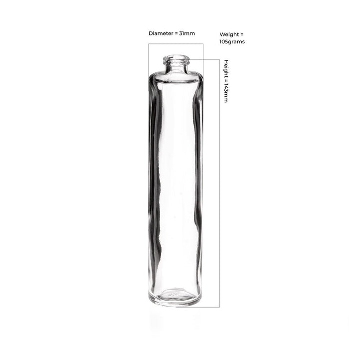 50ml Clear Glass Tall Round Cuban Bottle - Glass - Fragrance Glass - Coloured Bottles
