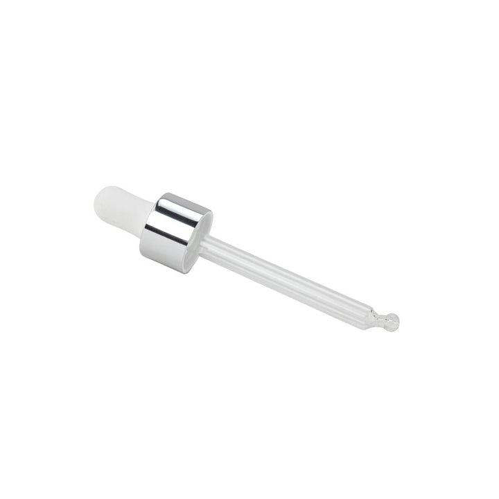 GL18, 87mm Silver & White Pipette - Caps - Pipettes - Coloured Bottles
