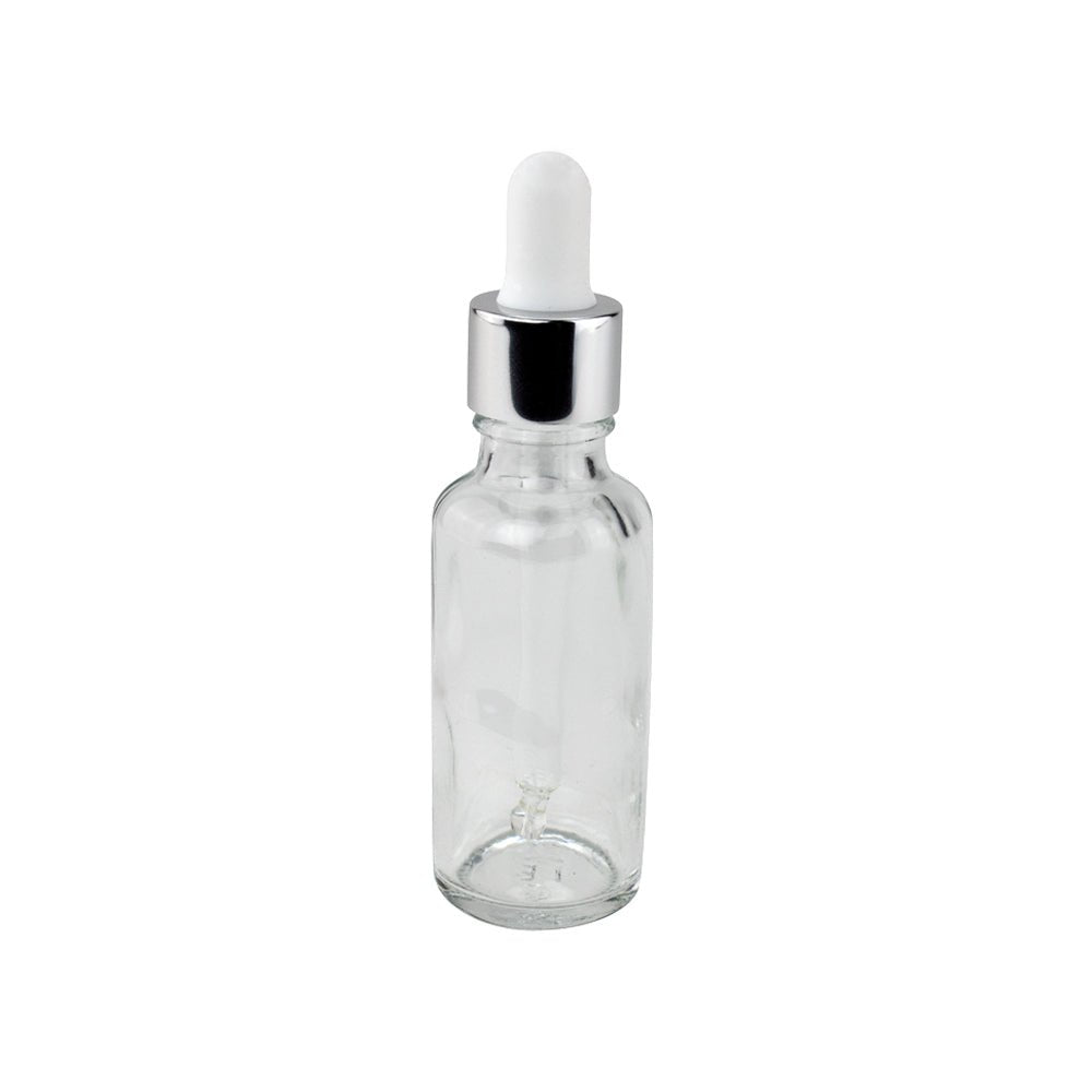 GL18, 87mm Silver & White Pipette - Caps - Pipettes - Coloured Bottles