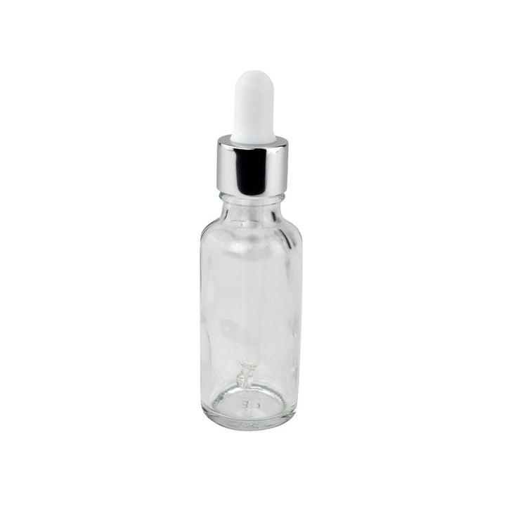 GL18, 87mm Silver & White Pipette - Caps - Pipettes - Coloured Bottles