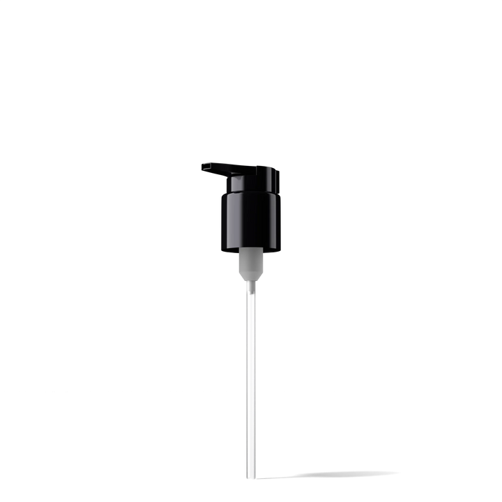 Miron - Lotion pump Extended Nozzle 24/410, PP, black, smooth, dose 0.50ml, security clip (LIN237/CAP250)