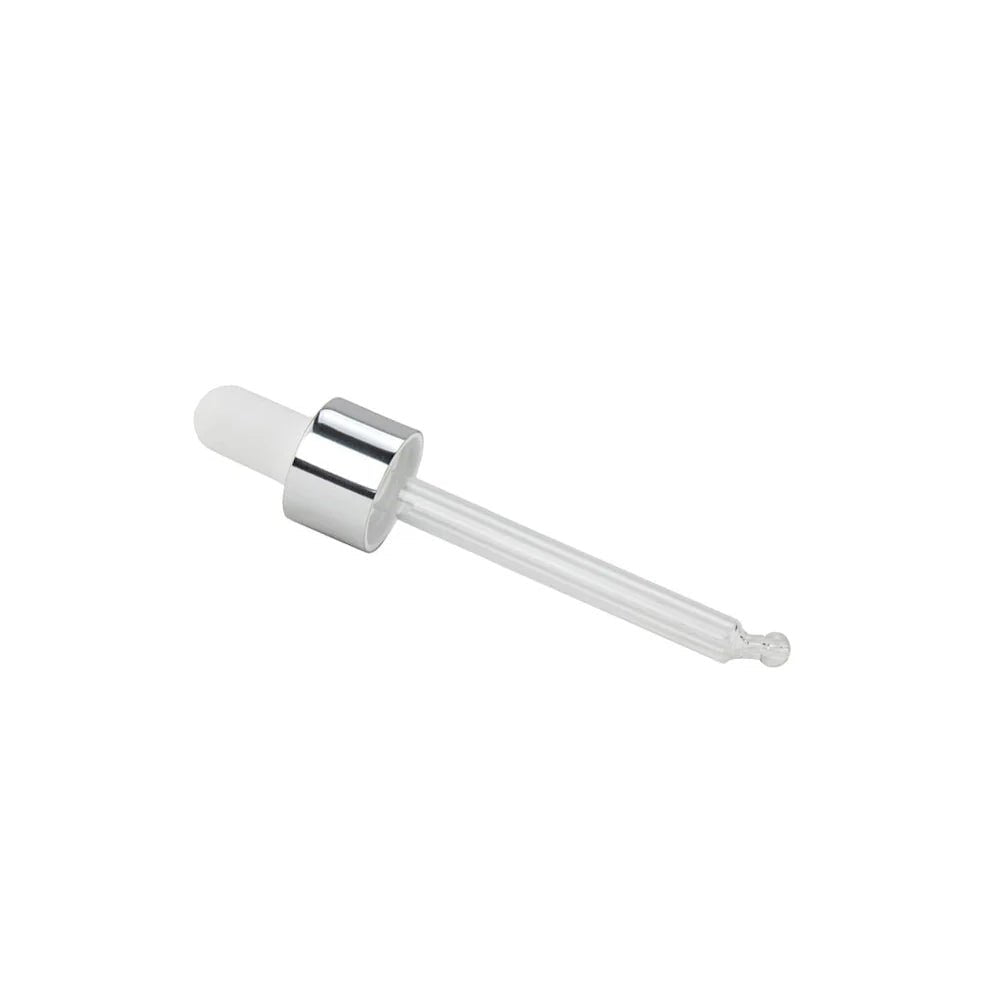 GL18, 84mm Pipettes Gloss Silver With White Bulb - - Coloured Bottles