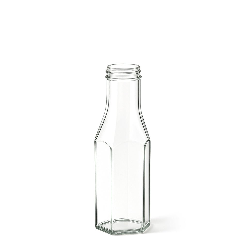 250ml Clear Glass Hexagon Sauce Bottle - Glass - Food Glass - Coloured Bottles
