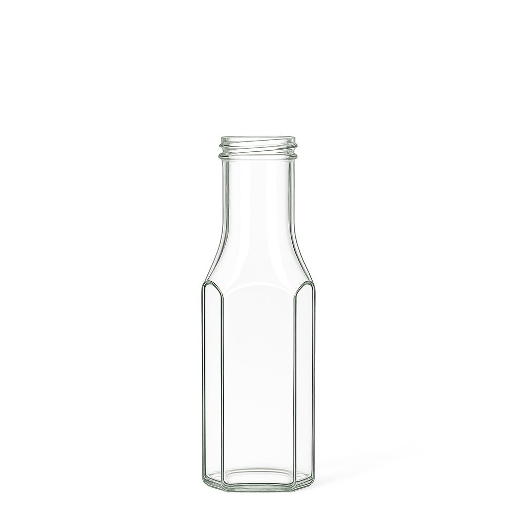 250ml Clear Glass Hexagon Sauce Bottle - Glass - Food Glass - Coloured Bottles